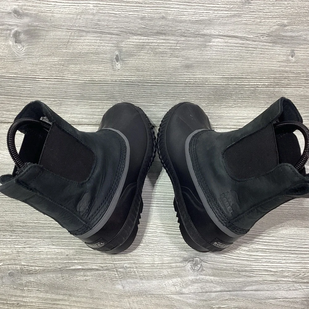Sorel Cheyanne II Chelsea Winter Snow Boots Men's Size 8 EUR 41 Black Leather WP